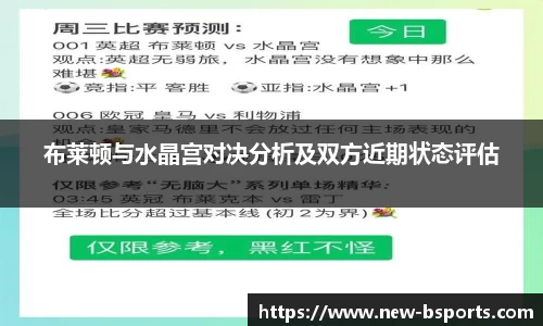 布莱顿与水晶宫对决分析及双方近期状态评估